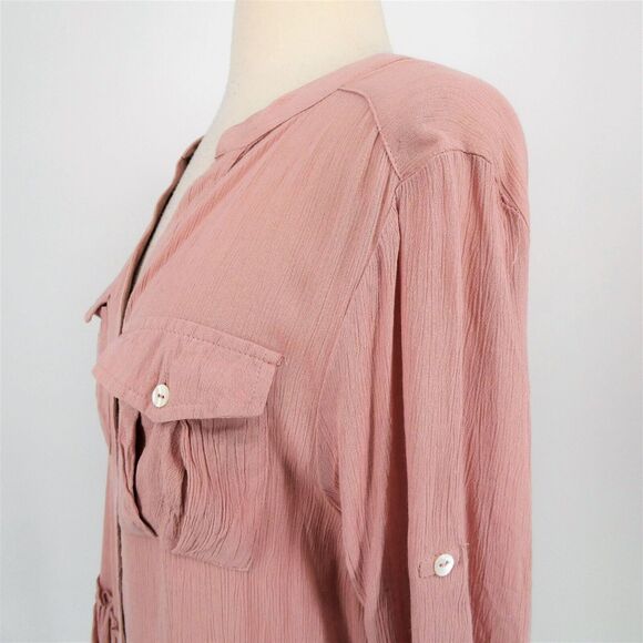 Derek Heart Boho 3/4 Sleeve Peplum Blouse Top Shirt Sz Medium Dusty Rose NWT - Picture 4 of 6
